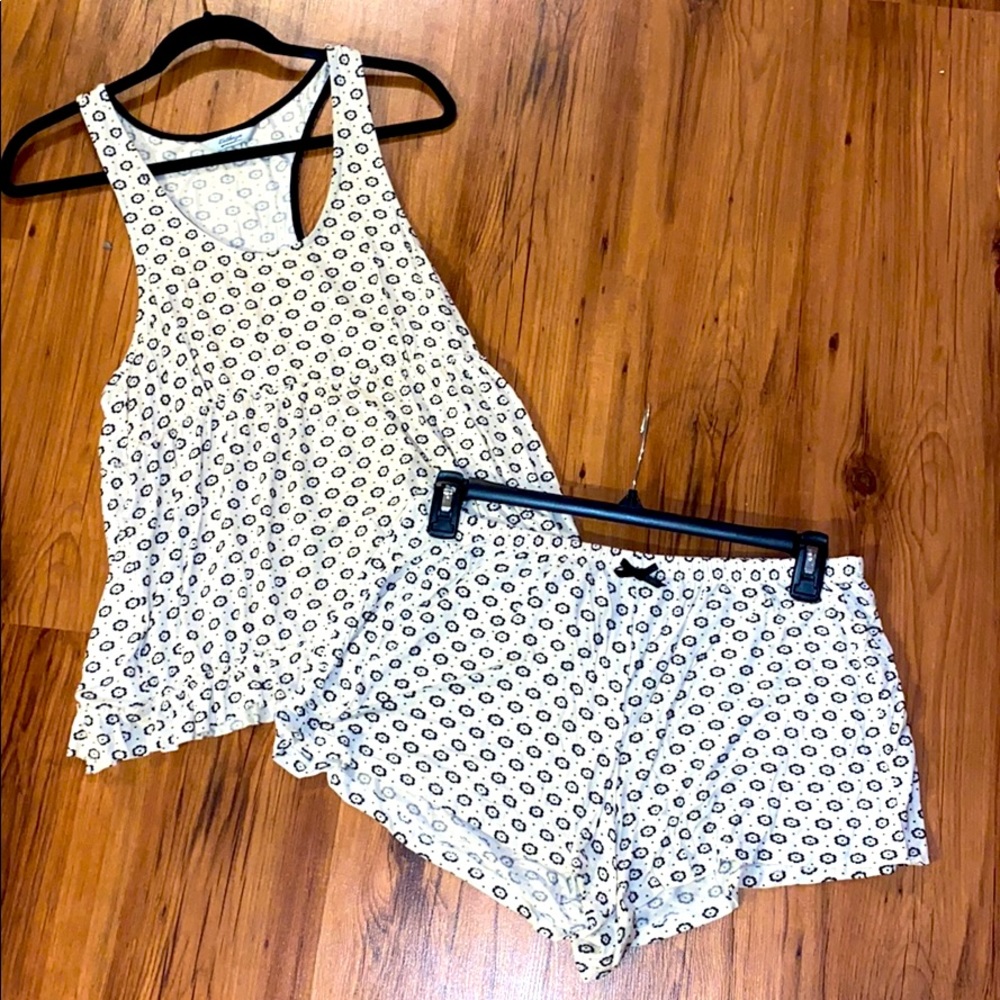 Cream and black floral super soft pajama set